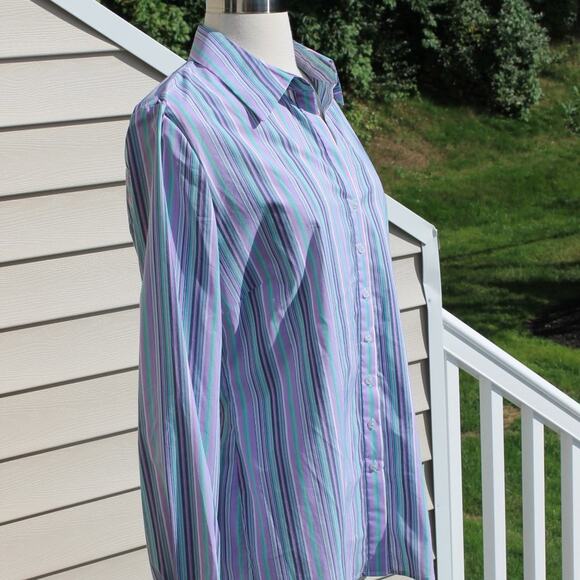 Tahari Women's Striped Paisley Elaine Shirt Casual Button Down Size L - Picture 8 of 16